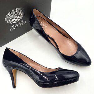 Vince Camuto Patent Navy Platform Heels